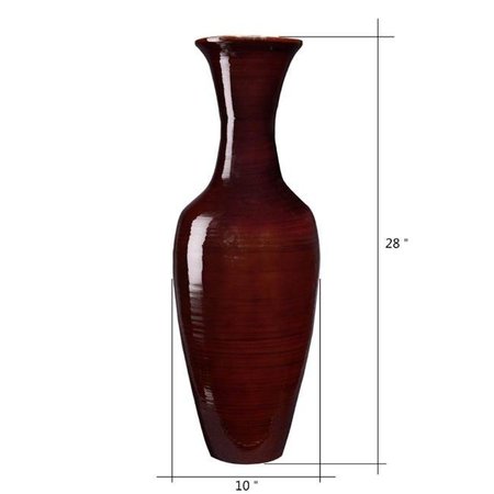 VILLACERA Villacera 83-DEC7039 Handcrafted 28 in. Tall Brown Bamboo Decorative Classic Floor Vase for Silk Plants 83-DEC7039